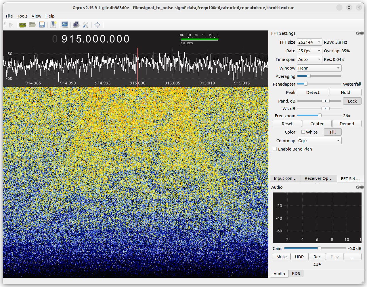 The middle of the flag for "Signal to noise", as viewed in Gqrx